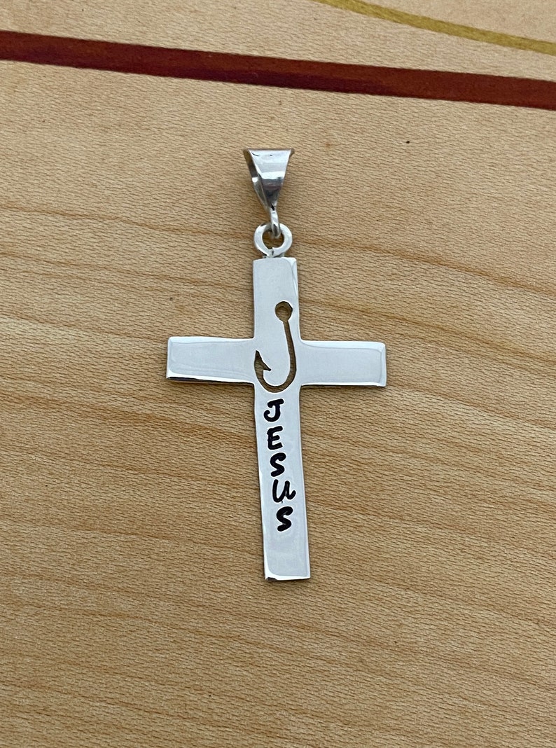 Fish Hook Cross Pendant Etsy