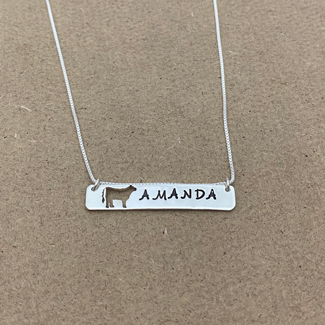 Stockshow Animals Personalized Sterling Silver Bar Necklaces - Etsy