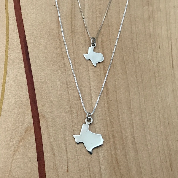 Texas map in Sterling Silver simple or with a heart