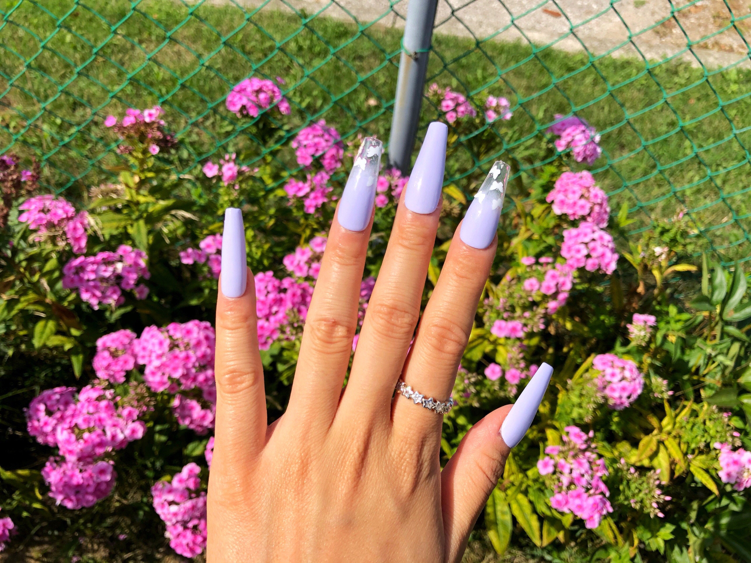 Lavender Butterfly Nail Set | Etsy