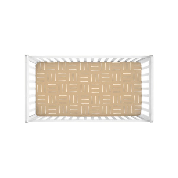 Tribal Mudcloth Crib Sheet (Tan/Beige)