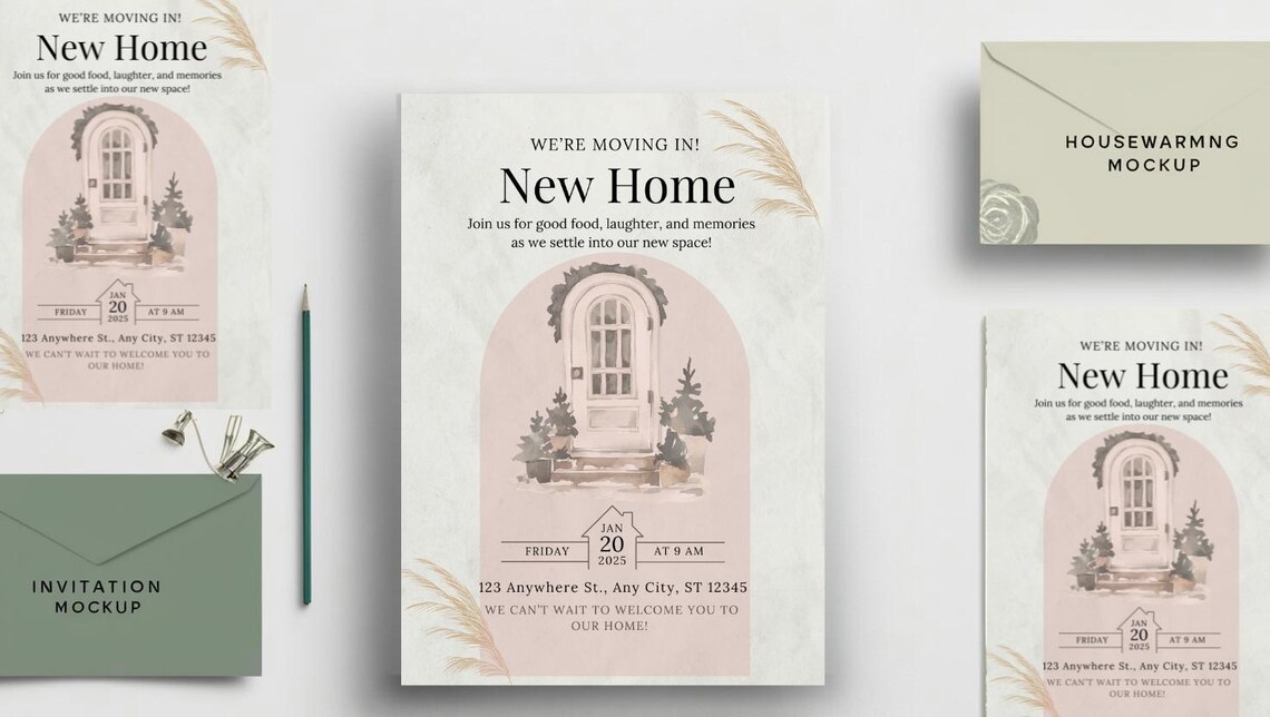 Editable Canva Housewarming Invitation | Boho Neutral New Home Invite ...