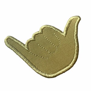 Embroidered Iron- on Patch Shaka Hang Loose Hawaiian Surf Hand