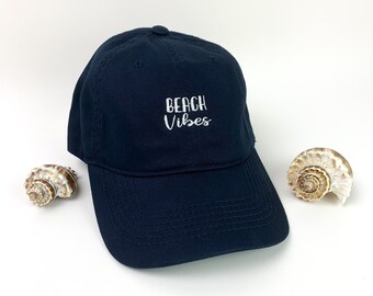 Embroidered "Beach Vibes" Dad Hat- Various Hat Color Options
