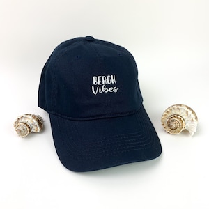 Embroidered &quot;Beach Vibes&quot; Dad Hat- Various Hat Color Options