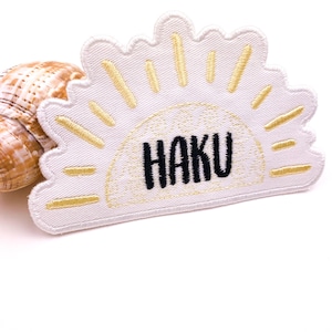 Personalized Embroidered Name Iron- on Patch Sun with Waves Design