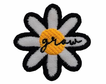 Embroidered Daisy Grow Flower Iron- on Patch