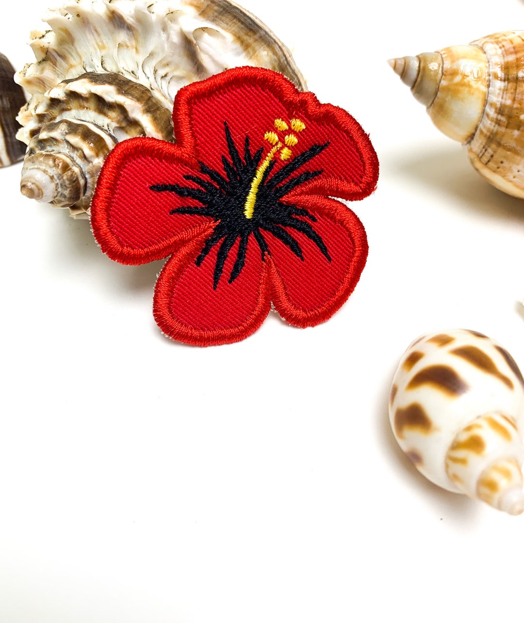 Embroidered Hibiscus Hawaiian Flower Iron- on Patch SUNSET RED - Etsy