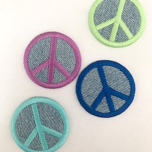 Upcycled Embroidered Denim Iron-on Peace Patch- Various Colors image 7