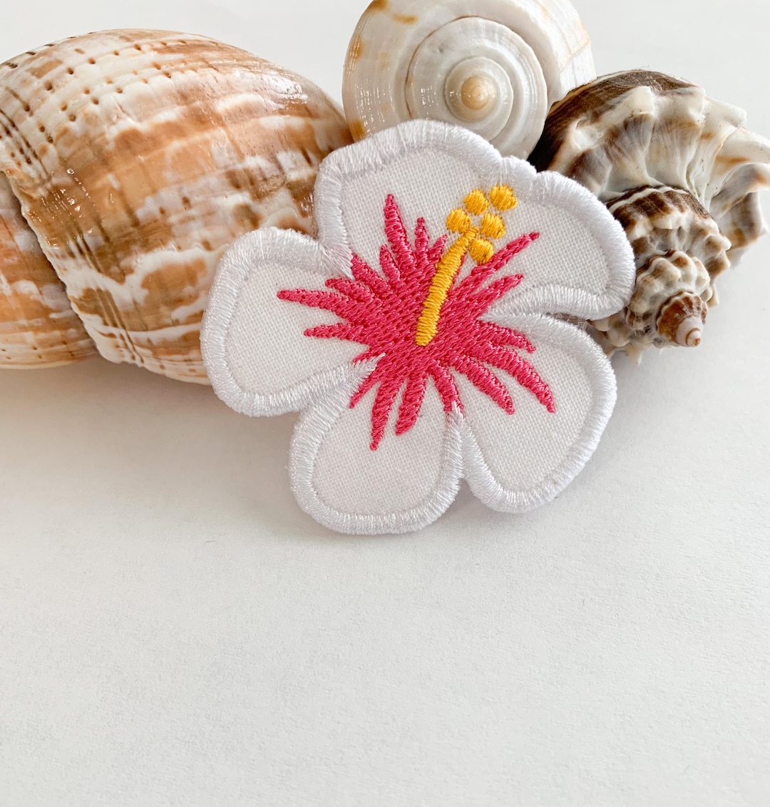 Embroidered Hibiscus Hawaiian Flower Iron- on Patch WHITE - Etsy