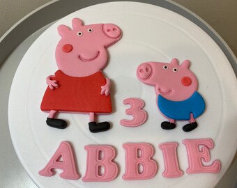 Pink Peppa Pig Family Home Sweet Home Forest and Rainbow Cake Plugin Topper Decoration Set Cartoon