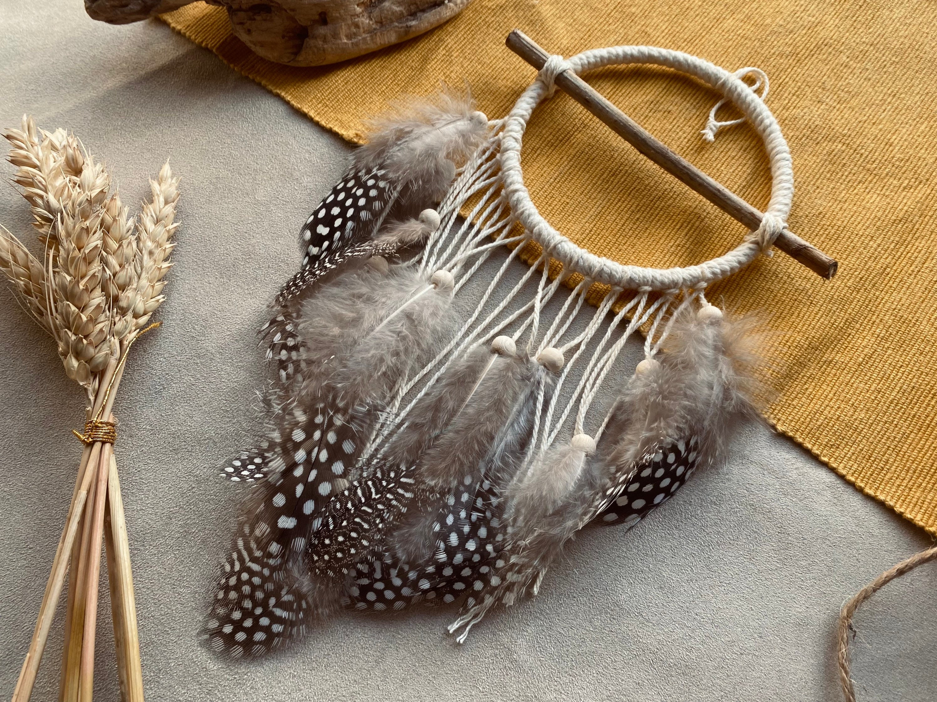 Attrape Rêve Plumes à Pois