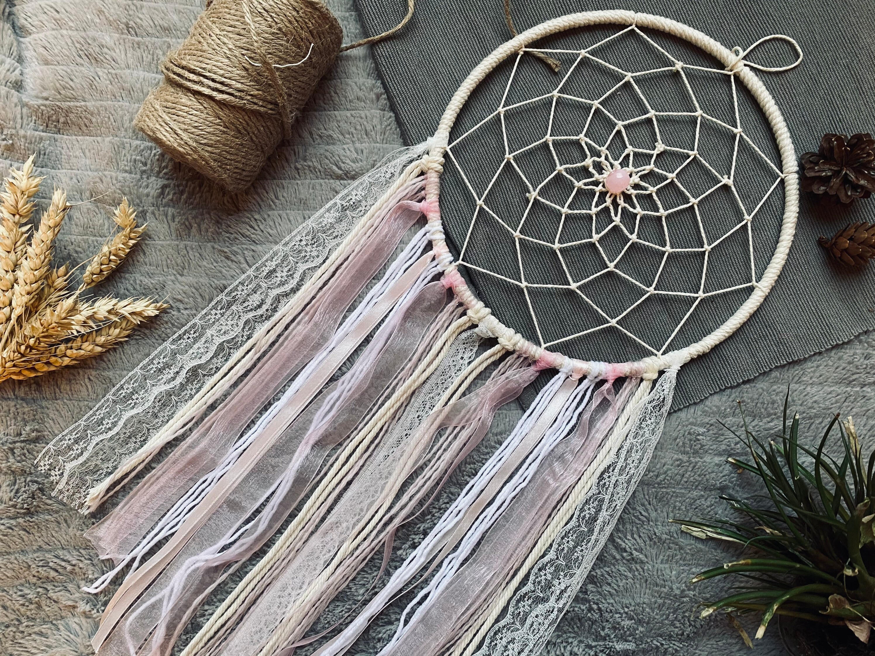 Attrape Rêves Rose et Blanc