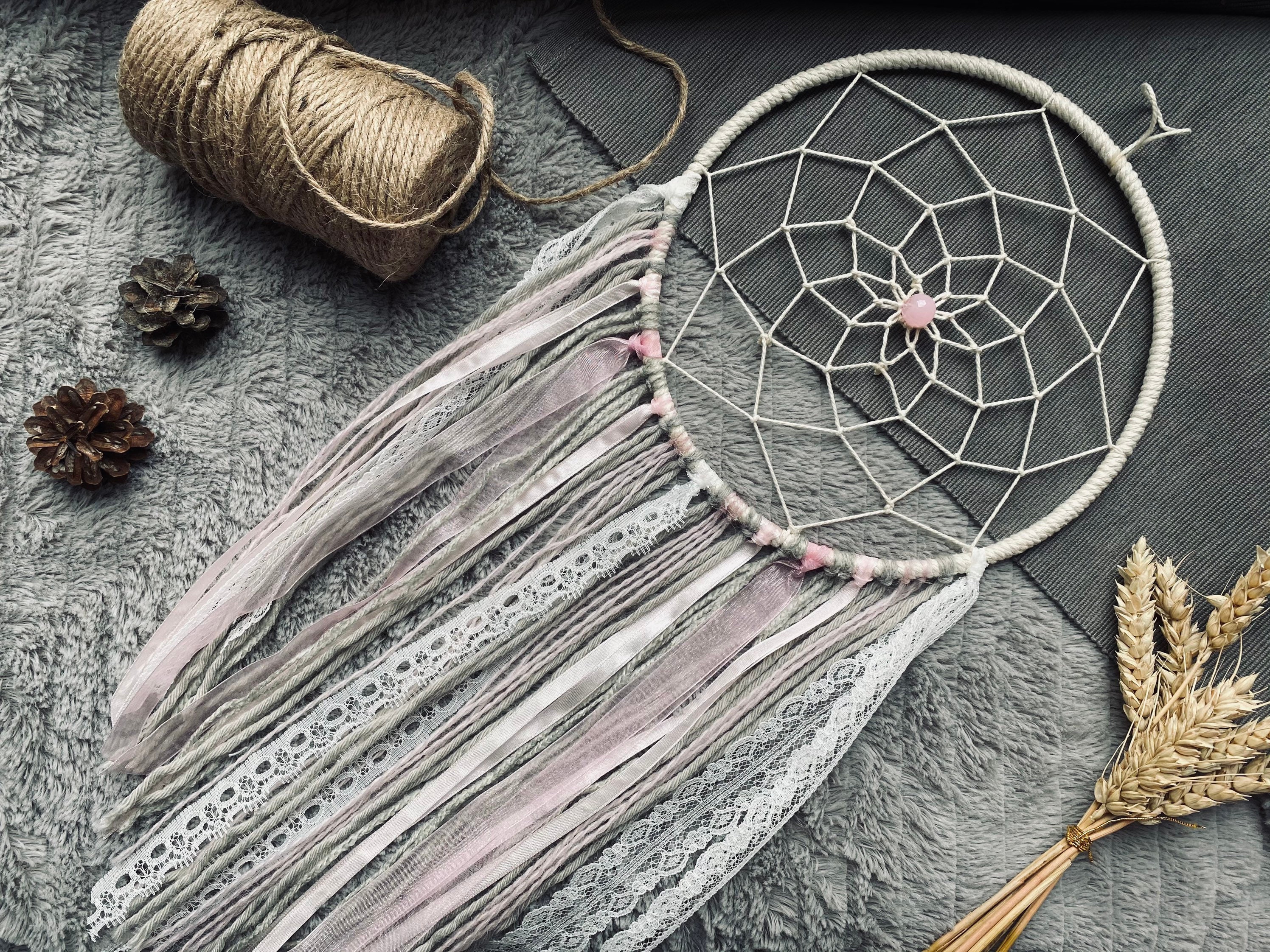 Attrape Rêves Rose et Gris