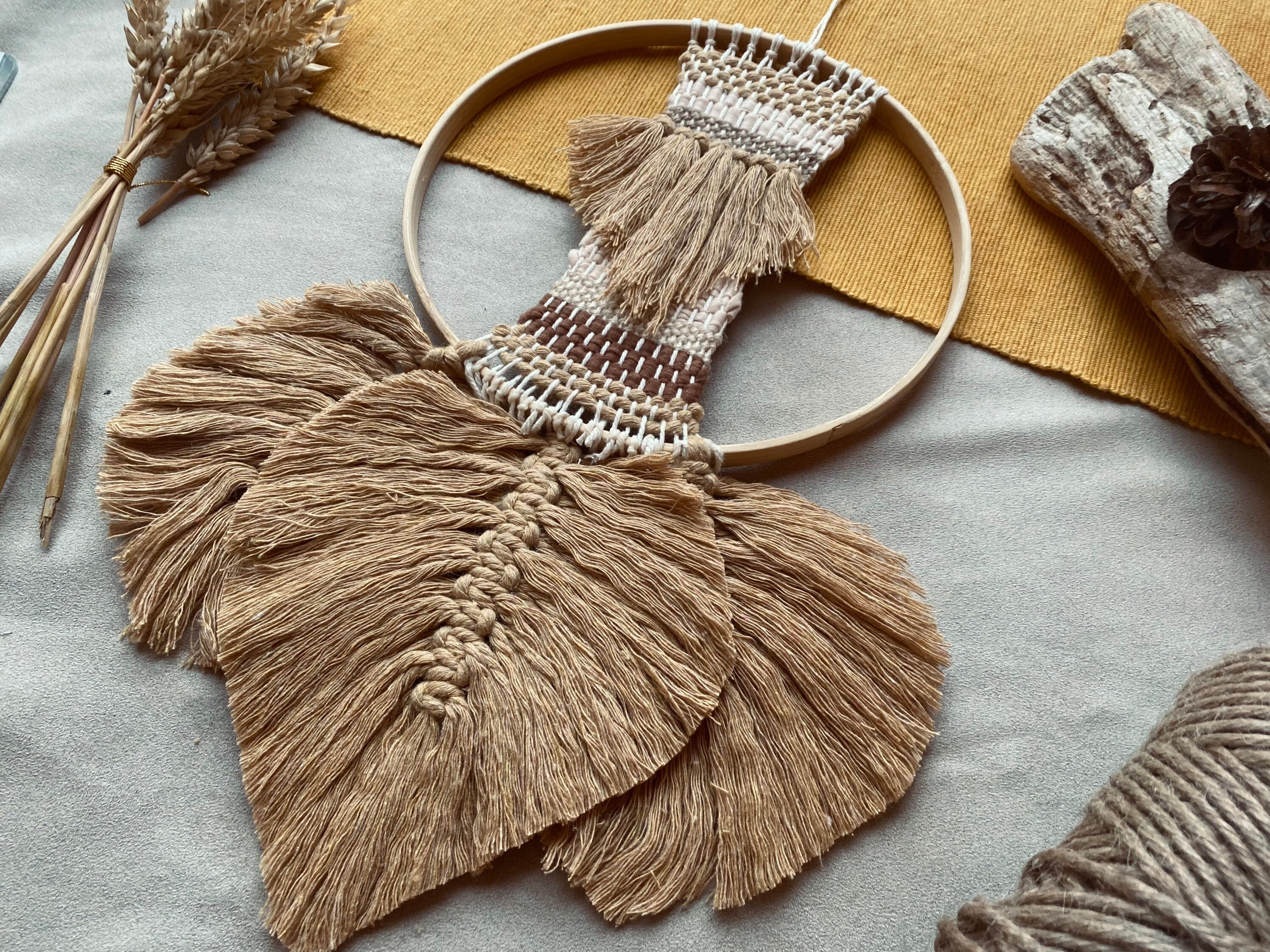 Attrape Rêve Tissé Marron et Blanc