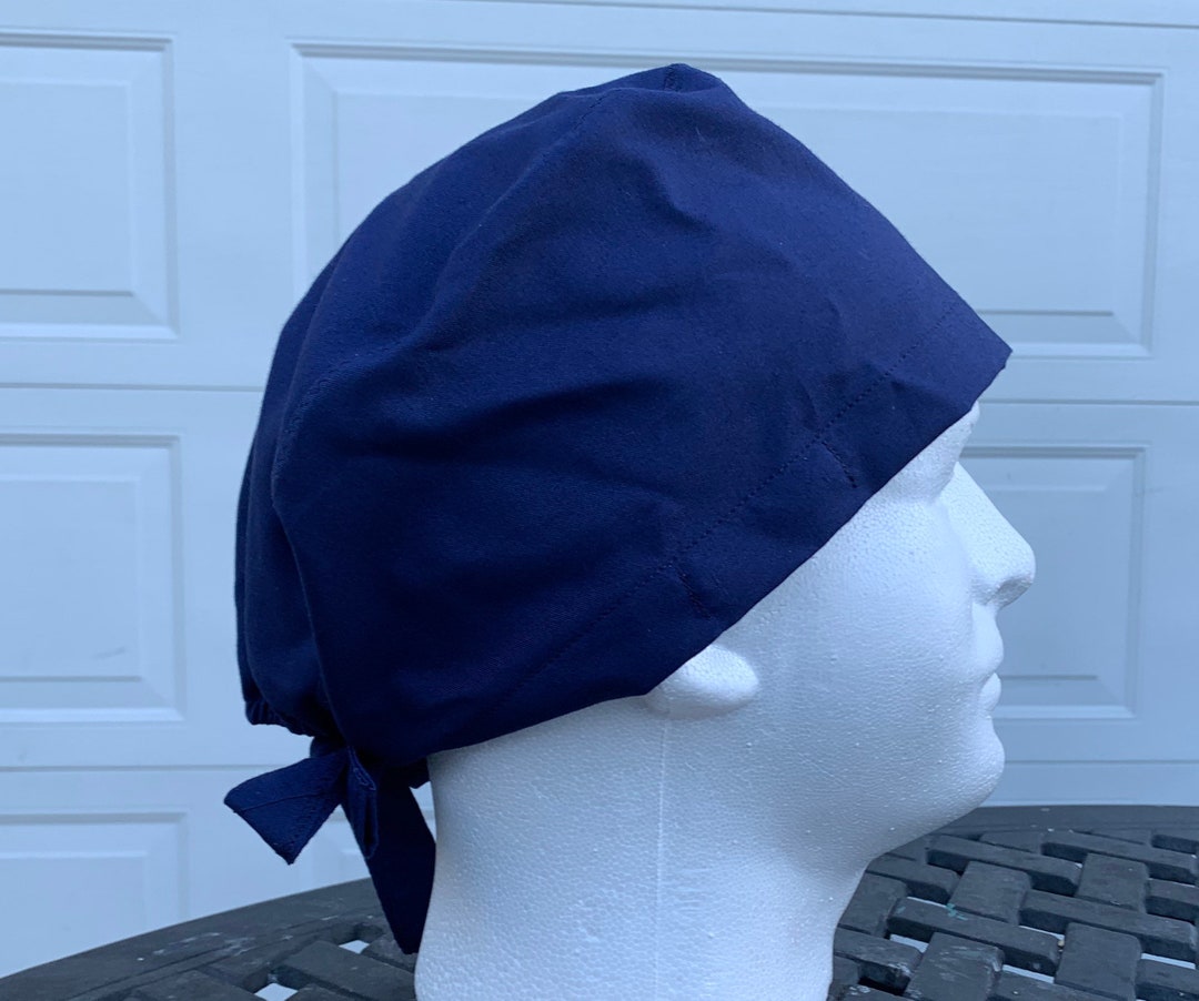 Scrub Cap Navy Blue Surgical Scrub Cap 100 Cotton Unisex Tie Etsy