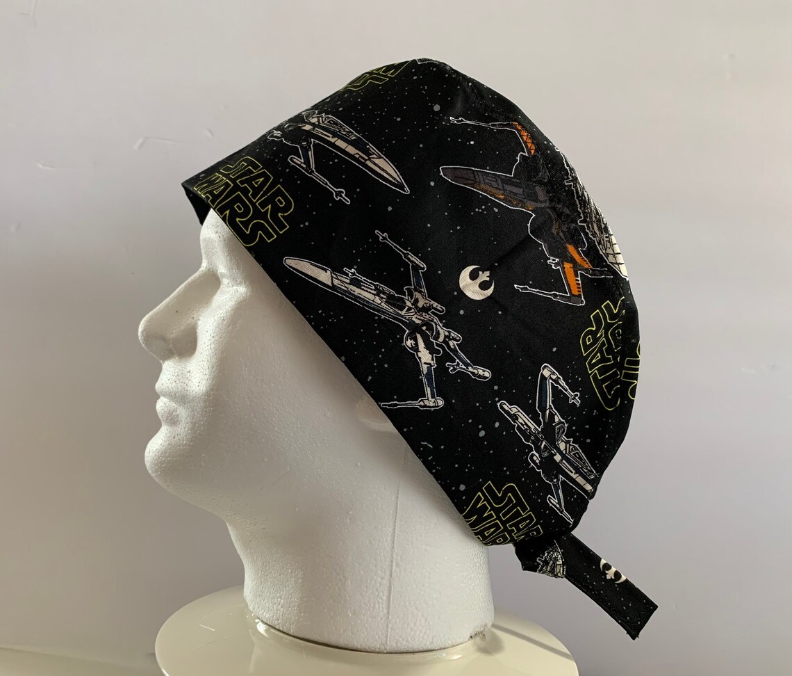 Star Wars Surgical Scrub Cap, Black Spaceship Hat, Darth Vader Hat