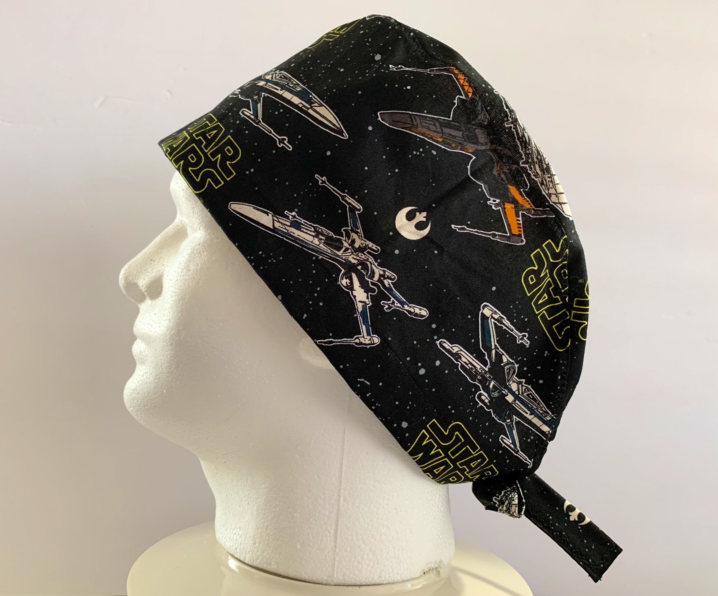 Star Wars Surgical Scrub Cap, Black Spaceship Hat, Darth Vader Hat Nurse Doctor Scrub Cap With