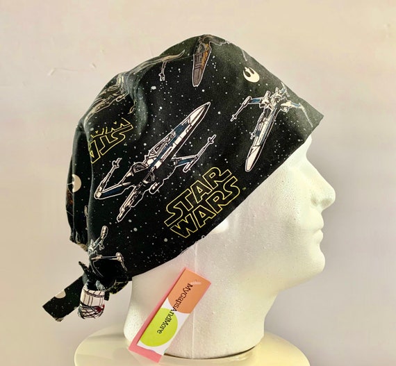 Star Wars Surgical Scrub Cap Black Spaceship Hat Darth Vader Etsy