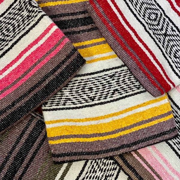 Handmade Mexican Blanket,Saltillo, Falsa,Serape Handwoven,Mexican Blanket 100% handmade,Beach,Camping, Yoga,Picnic,Vintage Mexico Blanket
