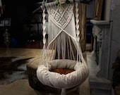 Macrame Cat Hammock Woven Boho Wall Hanging Pet Hammocks Dog Bed, Macrame Cat Swing Hanger Large Pet Furnitures Supplies Toys Cat Cave Gifts