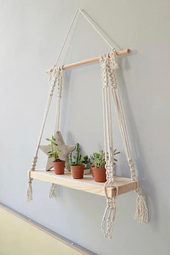 Large Macrame Shelf Macrame Hanging Shelf Macrame Wall Etsy Australia