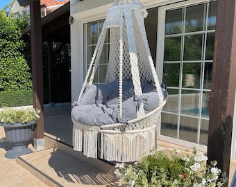 Large Hammock, Macrame Hammock Swing Chair  , Macrame Hanging chair , Indoor swing , Bedroom hammock chair swing , Porch swing