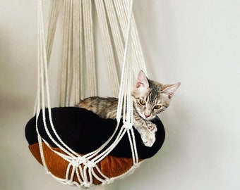 Hamaca para gatos, colgante de pared, cama para gatos, hamacas decorativas de macramé para mascotas, cama para perros, suministros para gatos, columpio de macramé para gatos, cama para gatos - Oferta de Viernes Santo