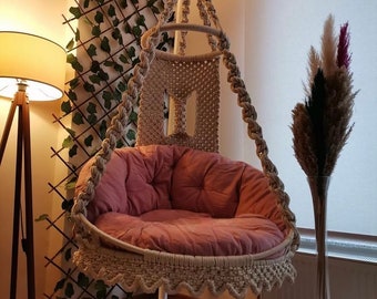 Macrame Hammock Swing Chair , Indoor hammock chair , Macrame Hanging chair , Indoor swing , Bedroom hammock chair swing , Porch swing