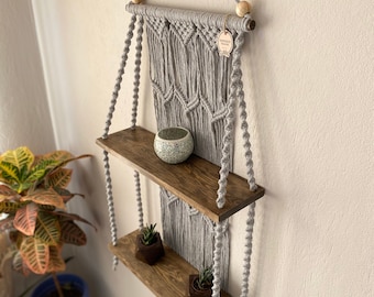 Decoración del hogar, Estante colgante de macramé grande, Estante colgante de macramé, Decoración de pared de macramé, Tapiz de pared de macramé, Personalizado, Regalo para el Día de la Madre