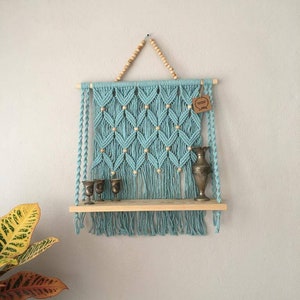 X Large Macrame Shelf, Custom, Macrame Wall Decor, Macrame Wall Hanging, Personalized macrame, farmhouse shelf, Macrame wall hanging, image 6