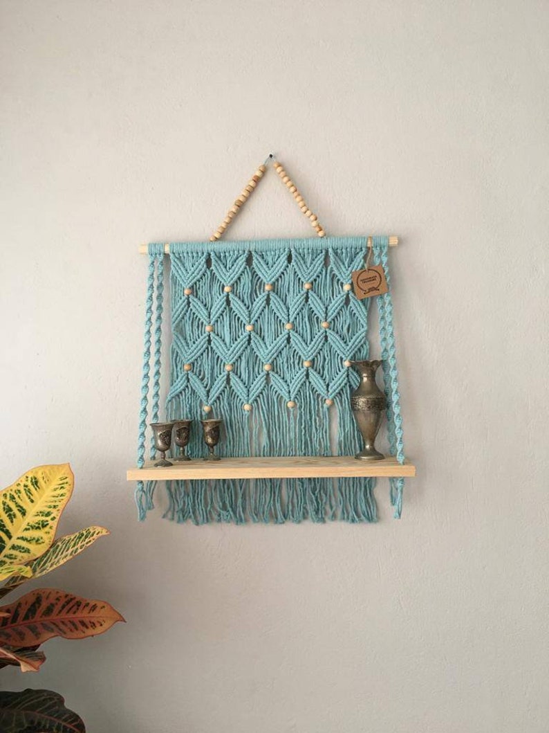 X Large Macrame Shelf, Custom, Macrame Wall Decor, Macrame Wall Hanging, Personalized macrame, farmhouse shelf, Macrame wall hanging, image 6