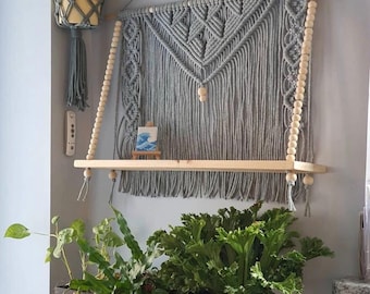 X Large Macrame Shelf, Custom, Macrame Wall Decor, Macrame Wall Hanging, Personalized macrame, farmhouse shelf, Macrame wall hanging,