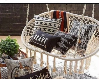 Macrame Hammock Swing Chair , Indoor hammock chair , Macrame Hanging chair , Indoor swing , Bedroom hammock chair swing , Porch swing