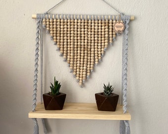 Decoración del hogar, Estante de macramé, Estante colgante de macramé, Decoración de pared de macramé, Tapiz de pared de macramé