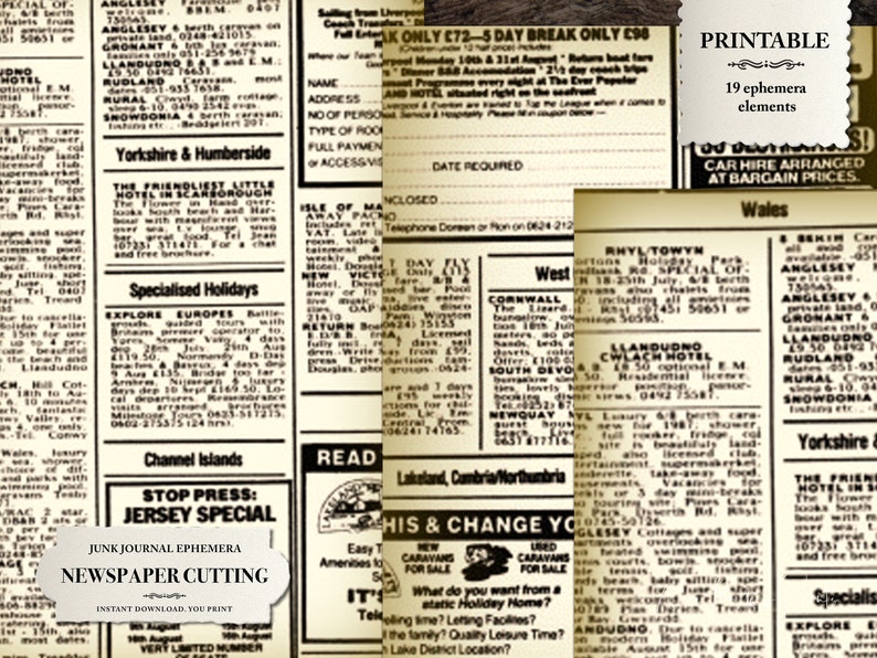 Vintage Newspaper Junk Journal Ephemera Vintage Style Newspaper Cutting