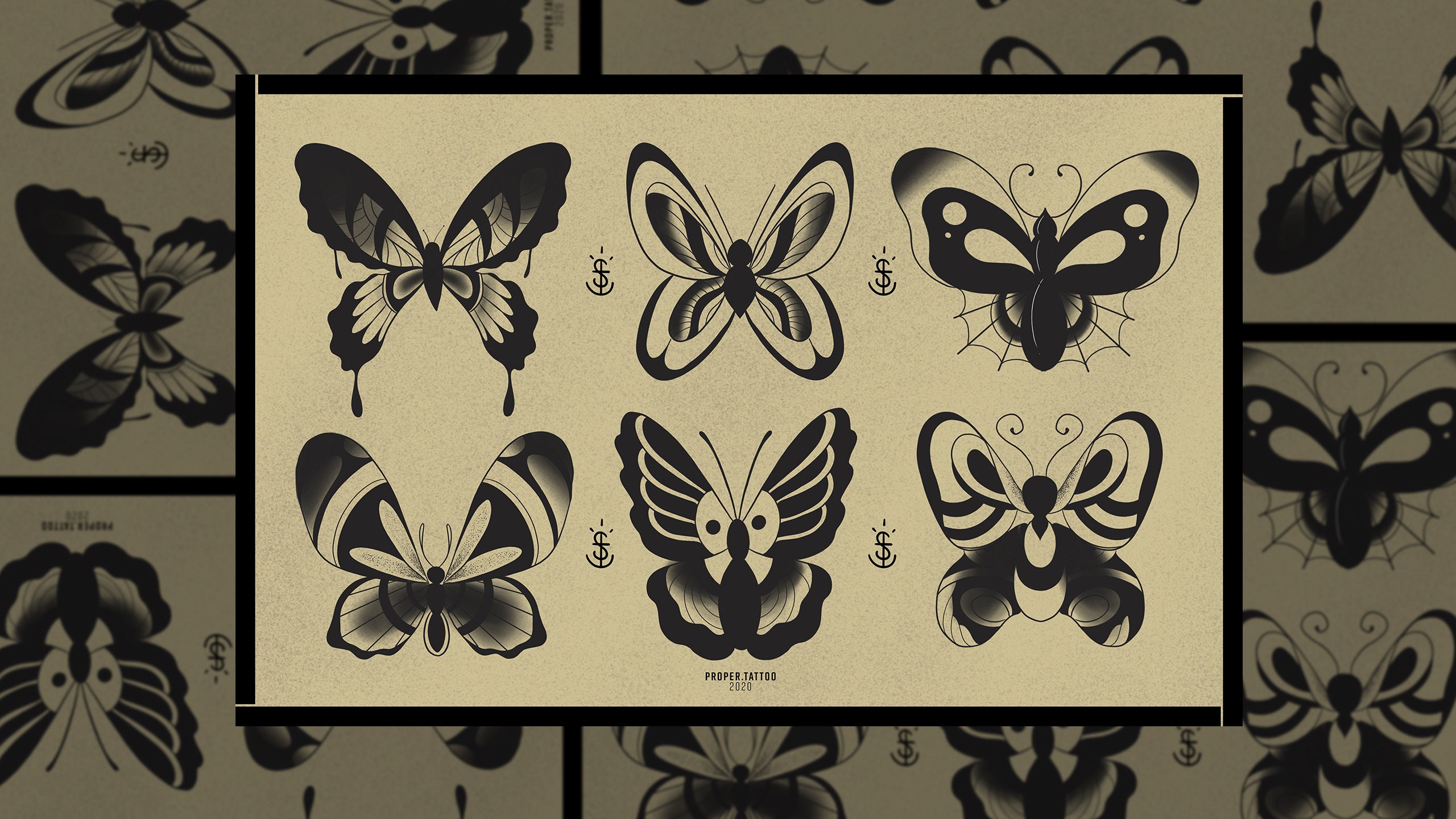 Tattoo Flash Butterfly Sailor Jerry Tattoo Art Etsy