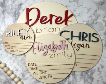 Baby Announcement Sign With Birth Stats Wood Sign for Name Reveal Baby ...
