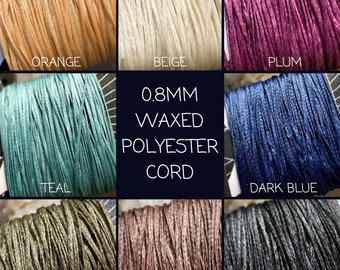 260m Macrame Cord / 0.8mm • 100 % Polyester Waxed Macrame Thread/Cord/String/Linhasita