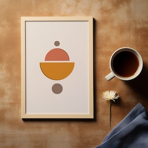Minimalist Geometric Print: Orange Peach Boho Wall Art (Digital Download)