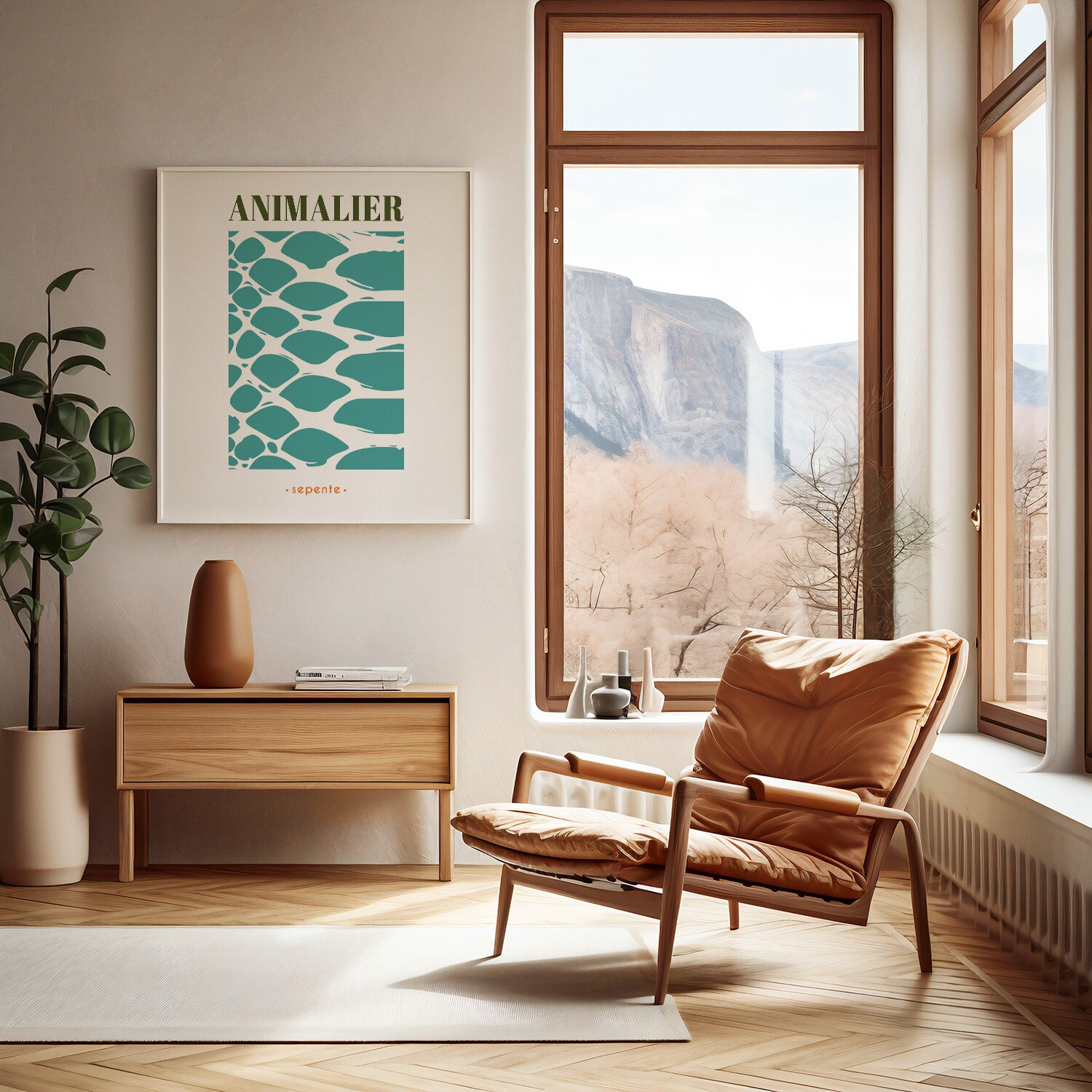 Trendy Serpent Animal Print Wall Art for Aesthetic Living Room Home