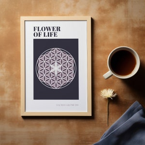 Sacred Geometry Wall Art, Flower Of Life Architecture of the Universe Poster, Pastel Colors Print for Home Decor, Digital Download