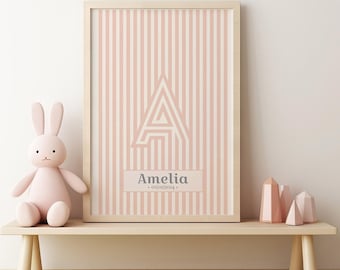 Arte per la cameretta dei bambini con iniziali personalizzate: stampa tipografica moderna (download digitale)