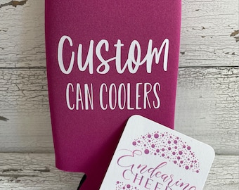 Personalized Slim Can Cooler: Custom Wedding Bachelorette Party Favors