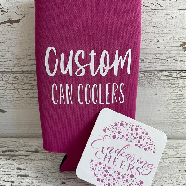 Personalized Slim Can Cooler - Custom Bachelorette Slim Can Cooler - Wedding Favors - Monogrammed Can Cooler - No Minimum - Birthday Favor