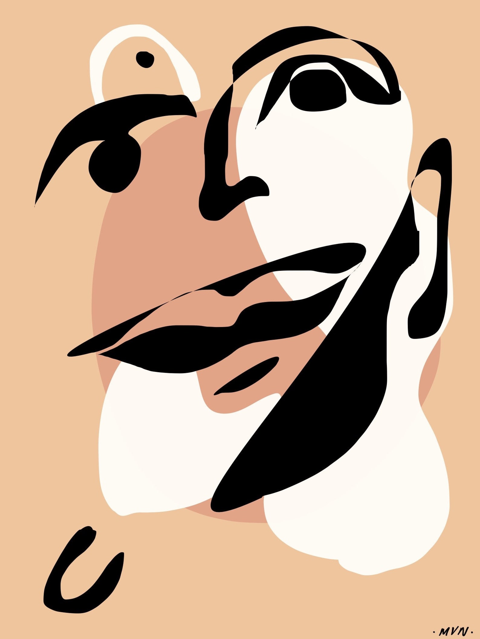 Abstract Face Art Wall Art Print Etsy