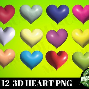 12 3d heart bundle png,Puffy Shapes,heart Clipart,Heart Shapes,Y2K Hearts,heart image,Heart png file,Heart clip art,Simple Heart png,Love Sv