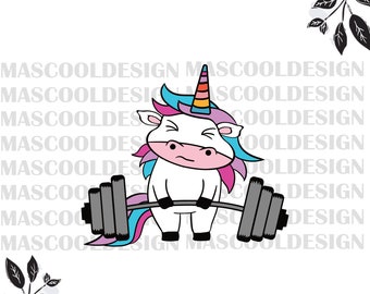 Weightlifting Unicorn Fitness Gym, Cartoon Unicorn,workout warrior,fitness freak,perfect present idea,clip art for DIY