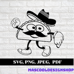 Taco Svg, taco grafisch grappig, grappig humor eten, Cadeau voor Taco Lover, Taco Eater, Digitale Download, SVG, PDF en PNG-bestanden