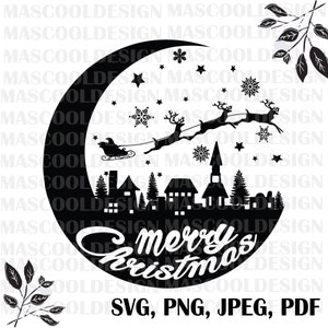 Christmas Scene svg,Merry Christmas svg,Skies On Christmas svg,Santa Reindeer svg,Christmas decoration,santas sleigh, cricut file idea gift